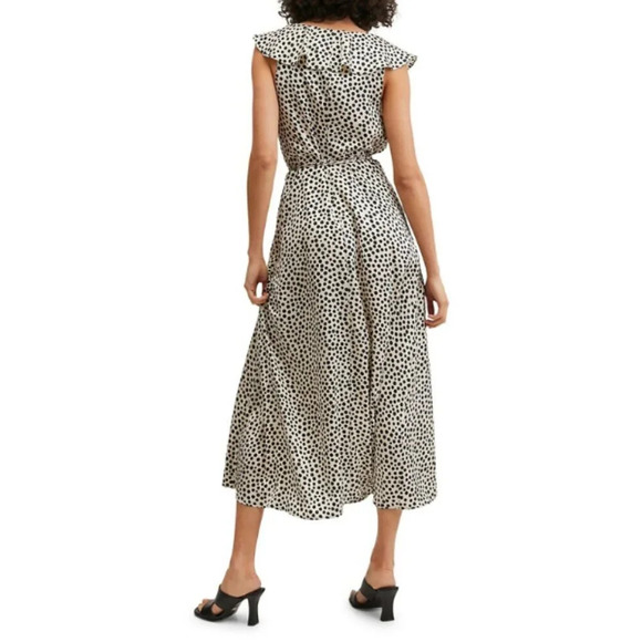 MANGO Beige maxi polka dot  and ruffles dress - Picture 2 of 11